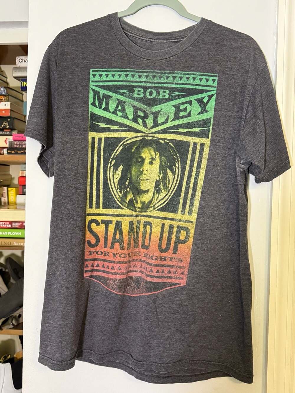 Zion Rootswear Bob Marley Stand Up For Your Rights Graphic T-Shirt Gray Large